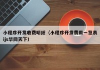 小程序开发收费明细（小程序开发费用一览表ijs华网天下）