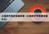 小程序开发的关键步骤（小程序开发需要掌握什么）