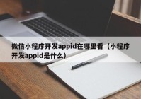 微信小程序开发appid在哪里看（小程序开发appid是什么）