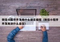 微信小程序开发用什么语言编程（微信小程序开发用到什么语言）